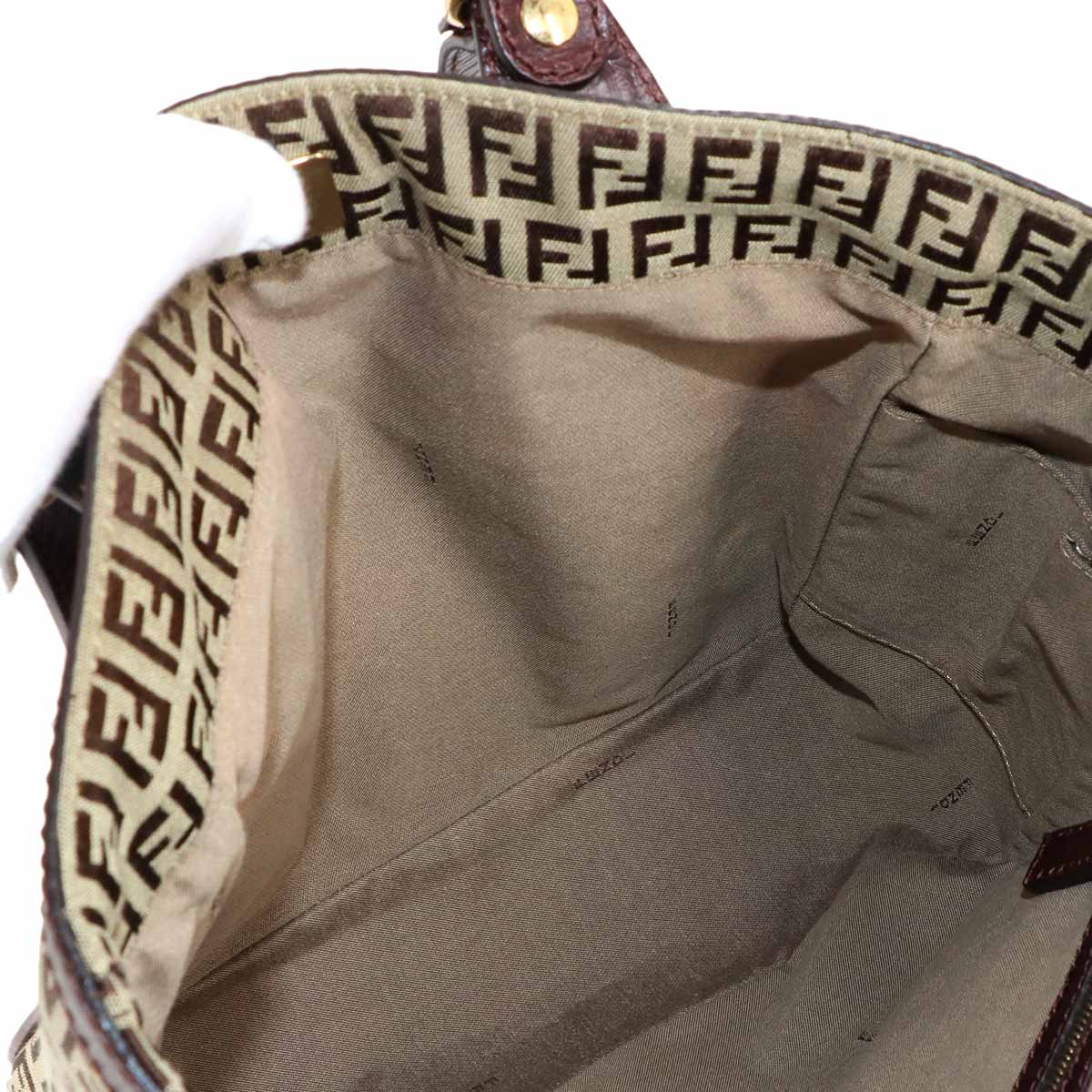 Zucchino Tote Bag Canvas Leather Beige Brown 8BH161 FF Purse