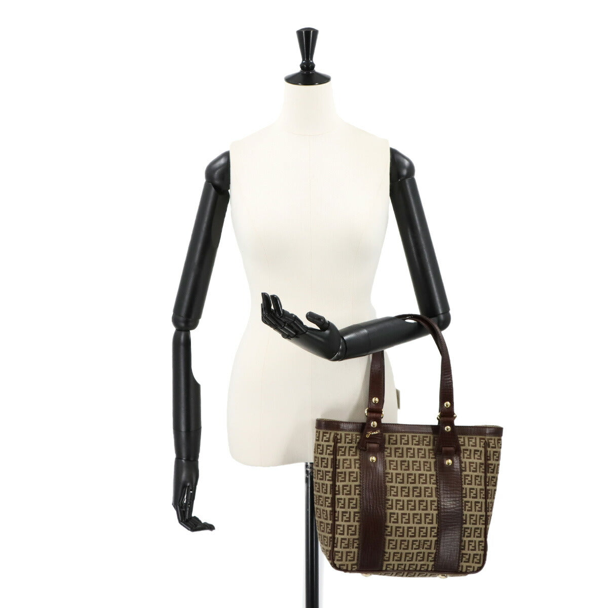 Zucchino Tote Bag Canvas Leather Beige Brown 8BH161 FF Purse