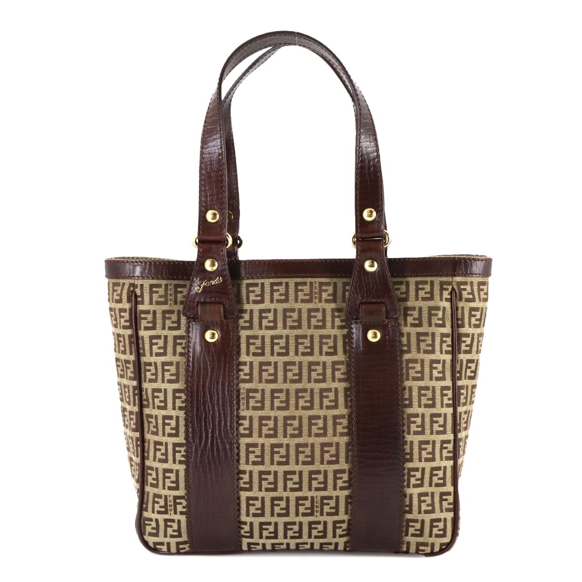 Zucchino Tote Bag Canvas Leather Beige Brown 8BH161 FF Purse