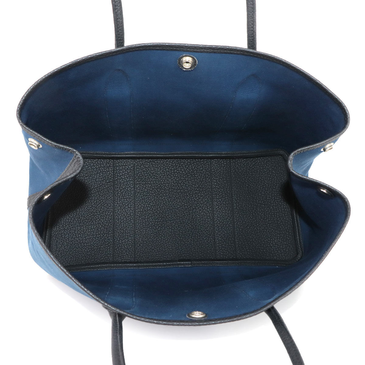 Garden Party PM Tote Bag Toile Officier Leather Navy Black