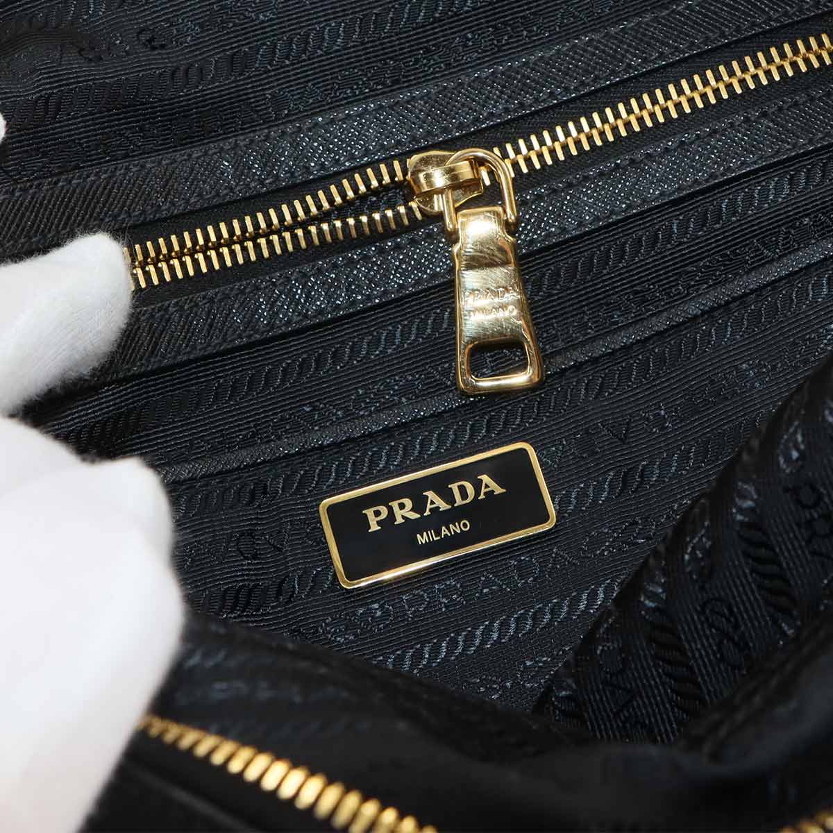 Hand Shoulder Bag Nylo Saffiano leather Black 1BB013 Purse