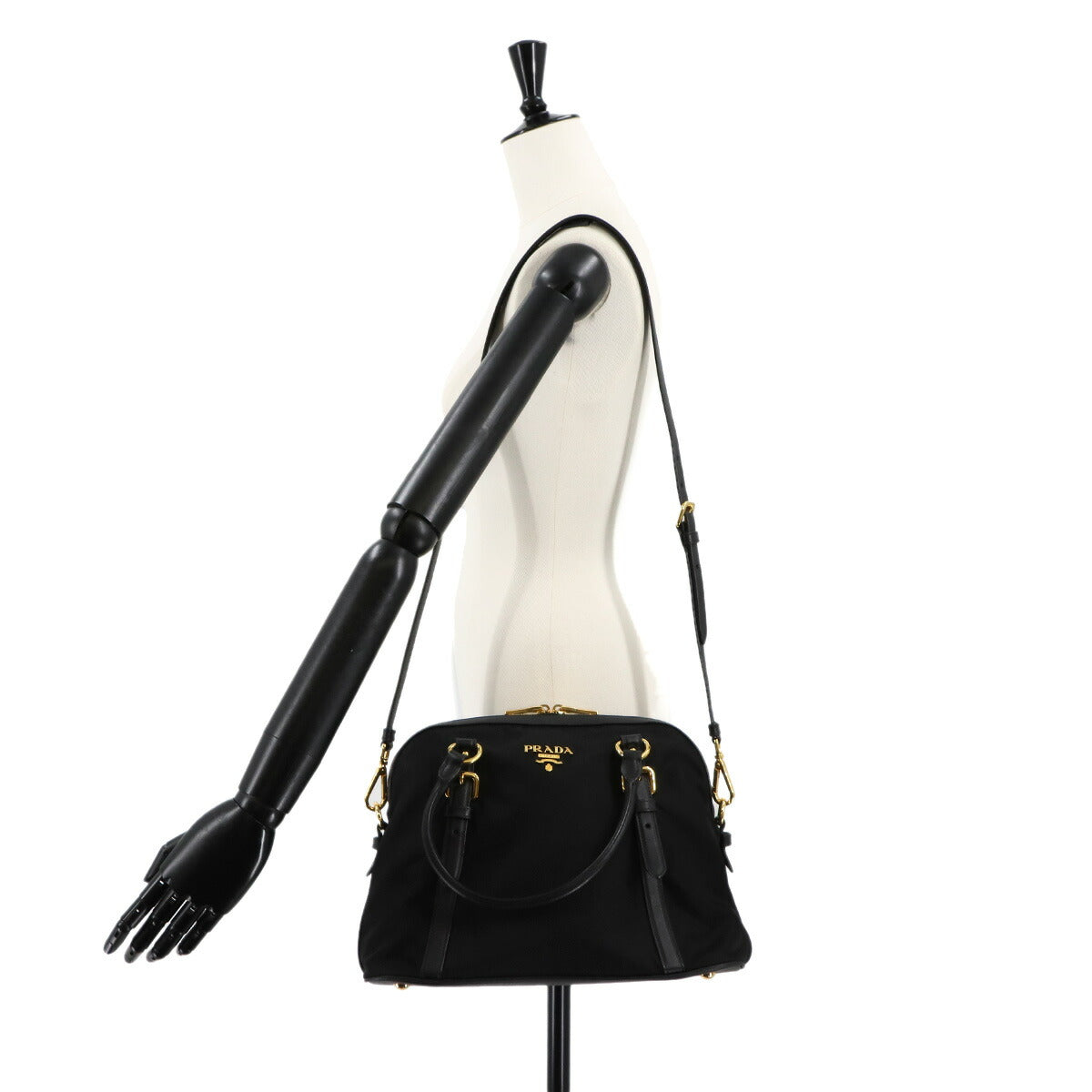 Hand Shoulder Bag Nylo Saffiano leather Black 1BB013 Purse