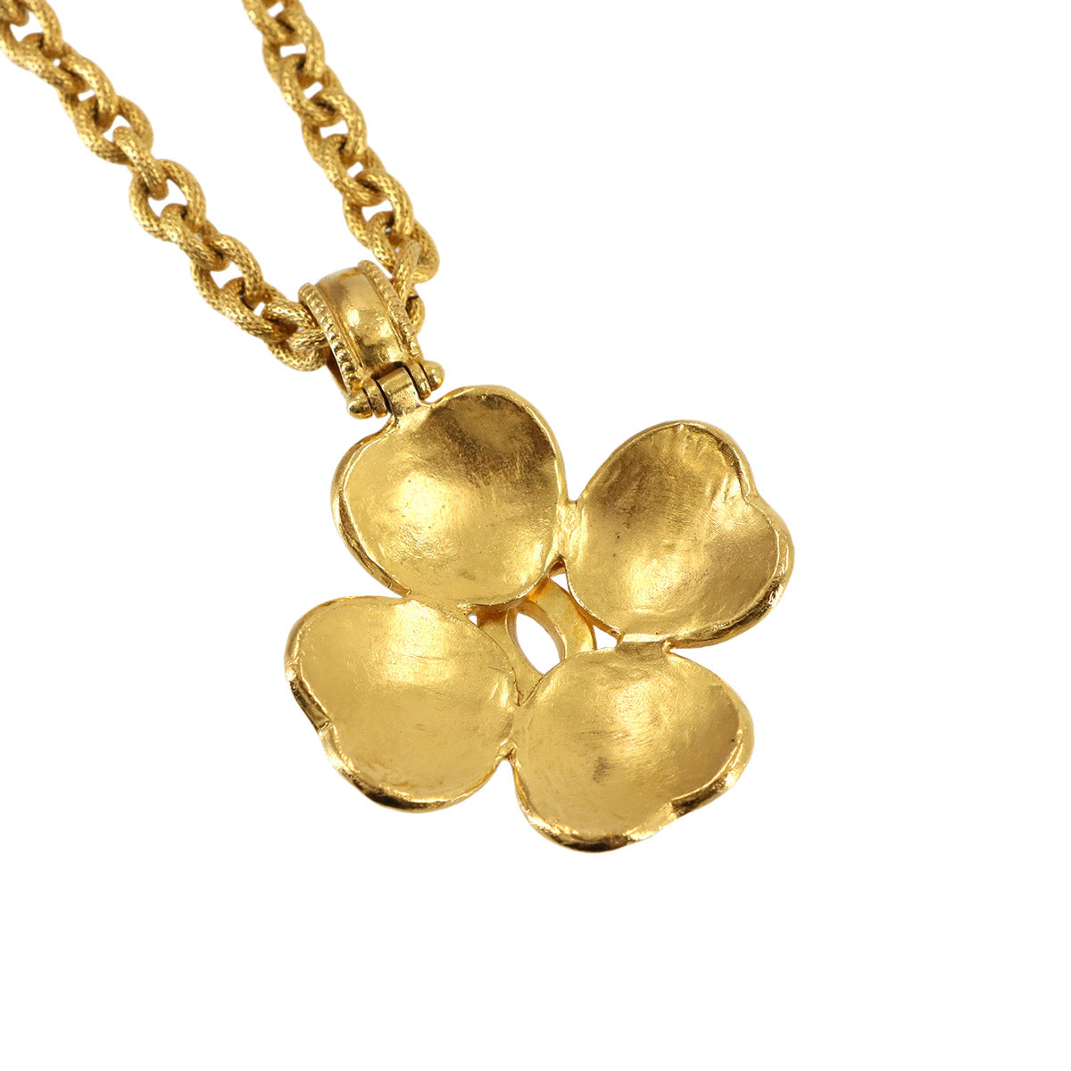 Clover Coco Logos Long Necklace Gold 96A Vintage Accessory