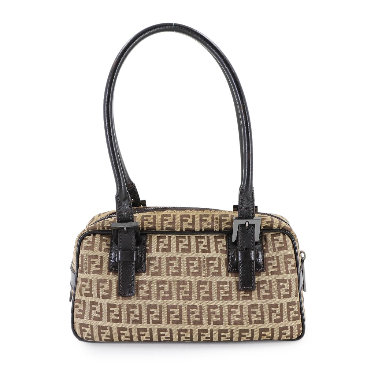 Zucchino Hand Bag Canvas Leather Beige Brown 8BN004 Purse