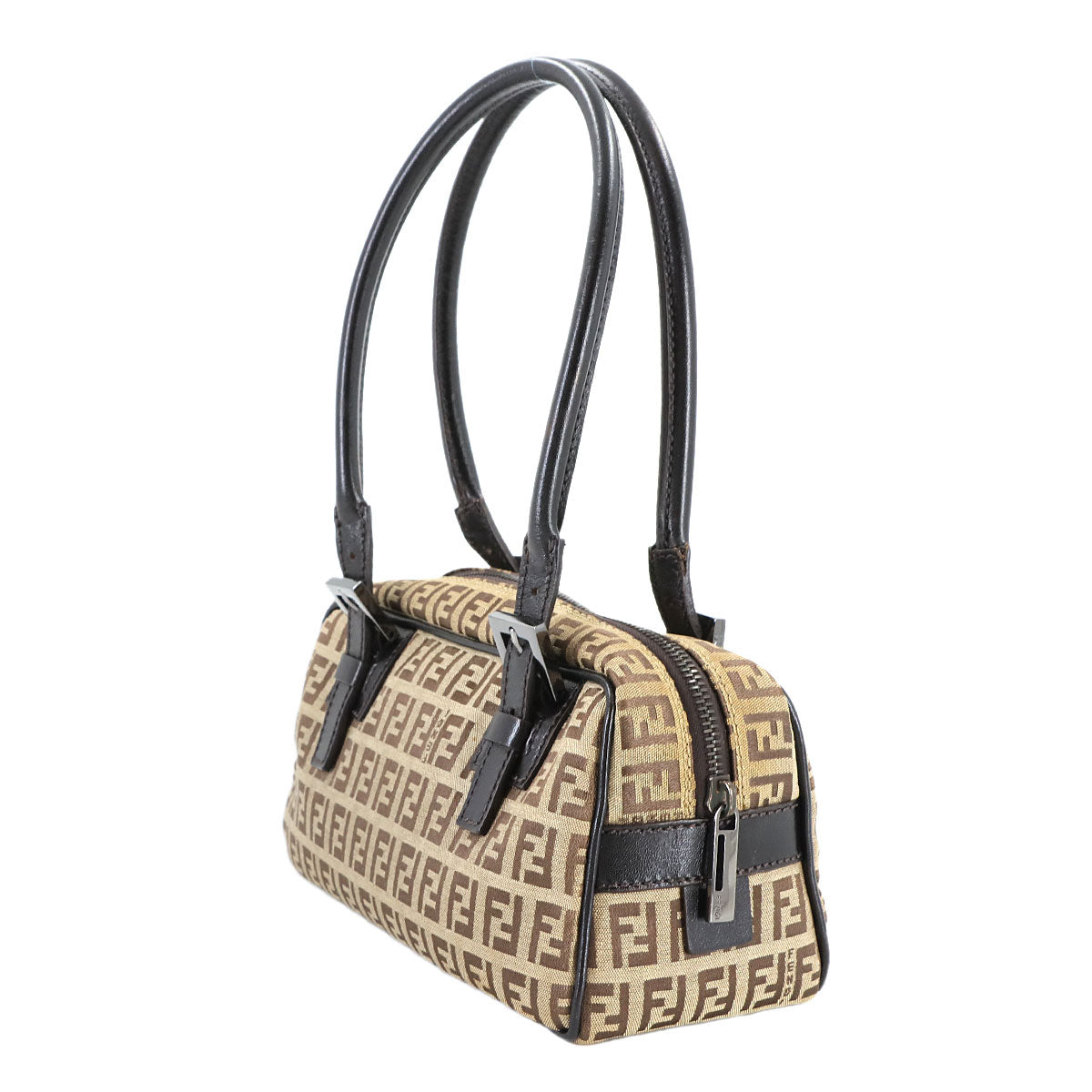 Zucchino Hand Bag Canvas Leather Beige Brown 8BN004 Purse