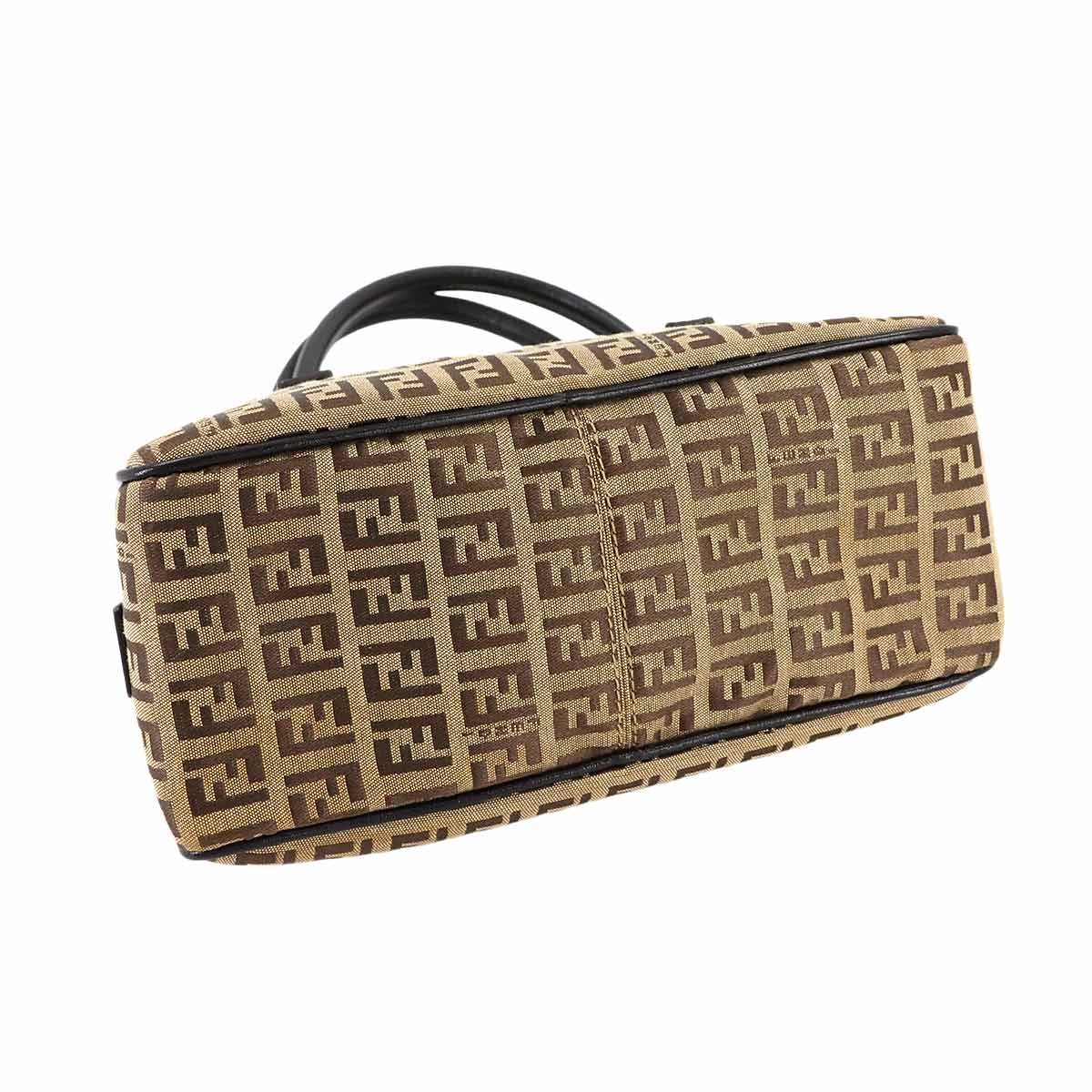 Zucchino Hand Bag Canvas Leather Beige Brown 8BN004 Purse