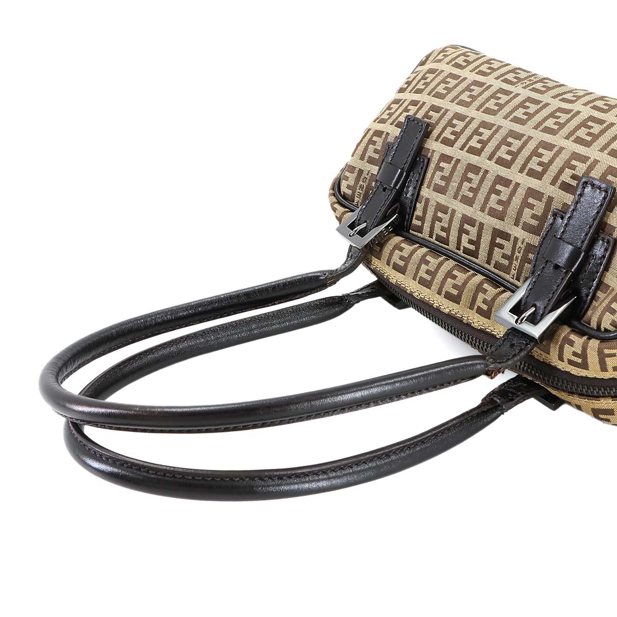 Zucchino Hand Bag Canvas Leather Beige Brown 8BN004 Purse