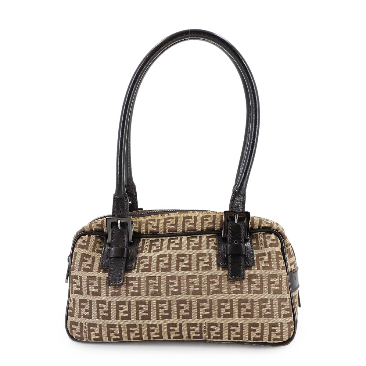Zucchino Hand Bag Canvas Leather Beige Brown 8BN004 Purse