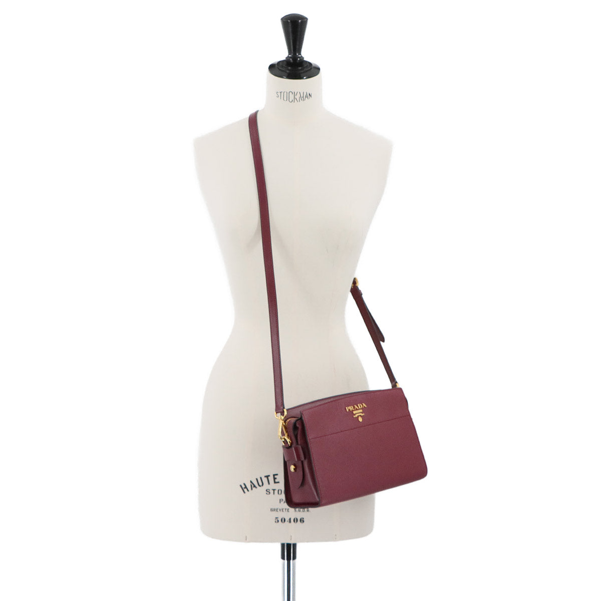 Shoulder Bag Saffiano Leather Bordeaux 1BH104 Purse