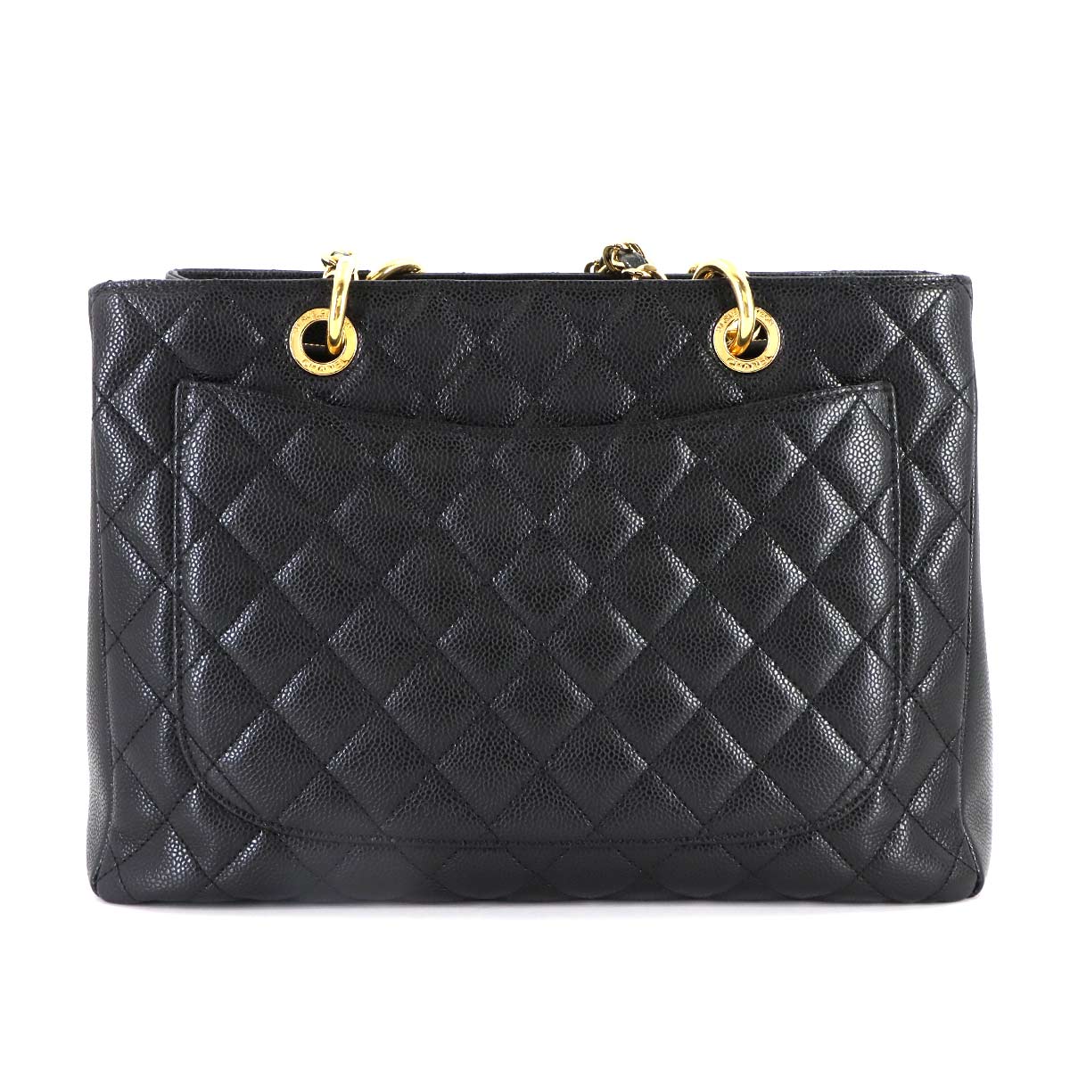 Matelasse Grand Shopping Tote Bag Leather Black GST A50995