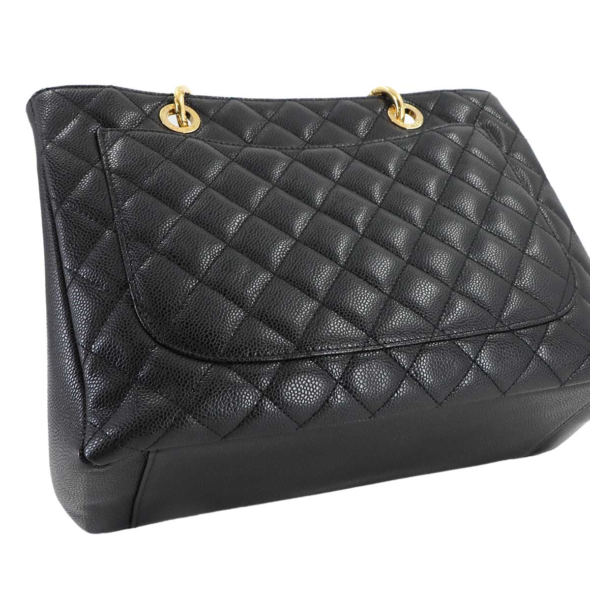 Matelasse Grand Shopping Tote Bag Leather Black GST A50995