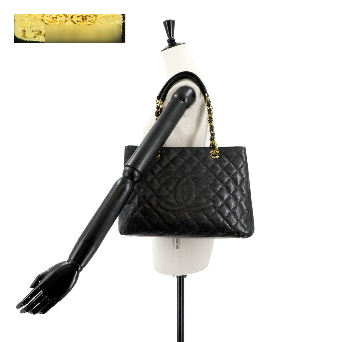 Matelasse Grand Shopping Tote Bag Leather Black GST A50995