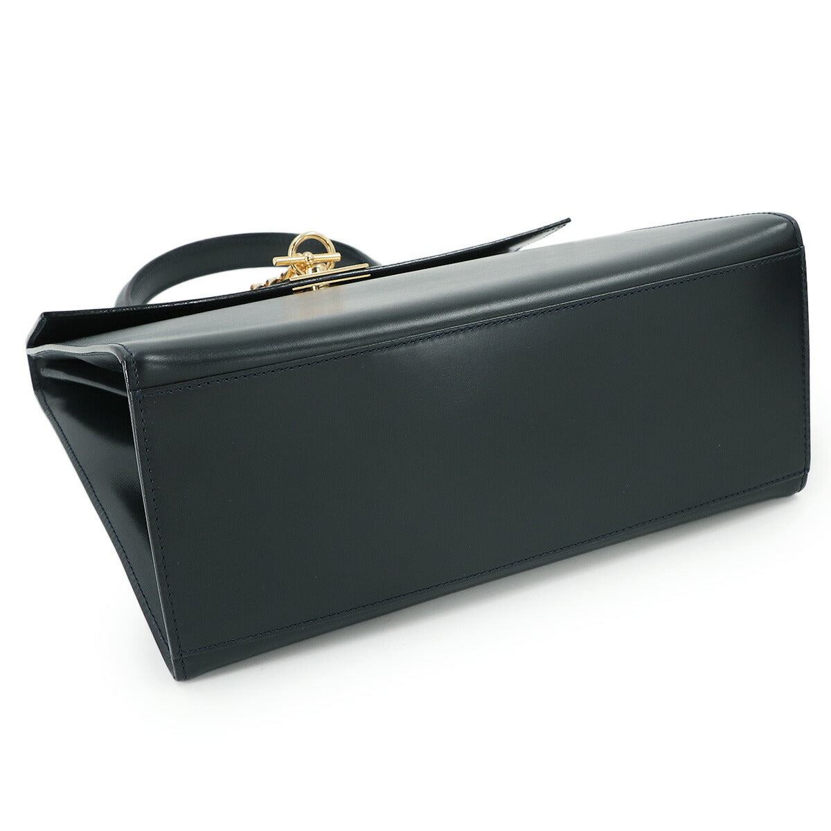 Gancini Hand Bag Leather Navy Vintage Purse