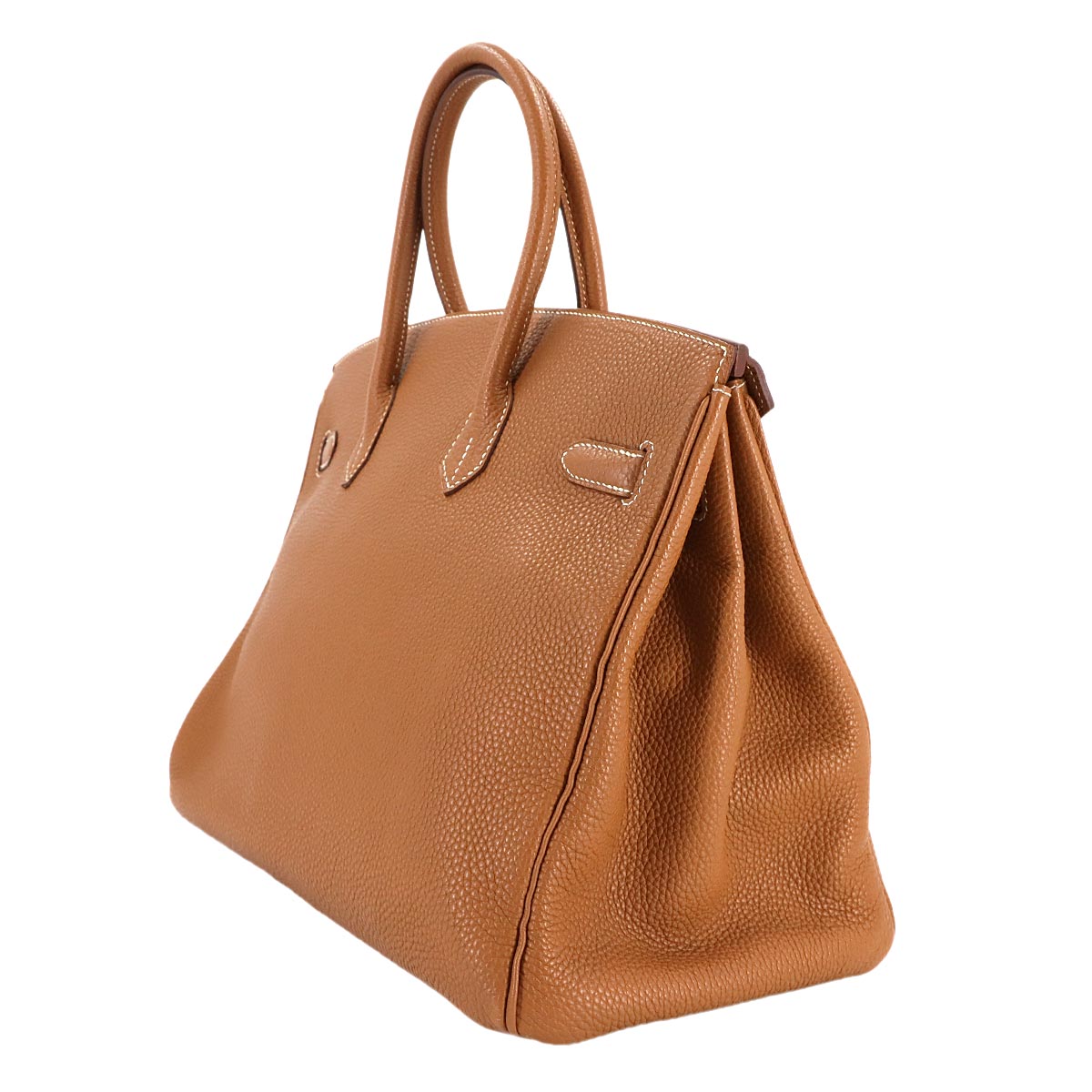 Birkin 35 Togo Gold Hand Bag Purse Brown Leather