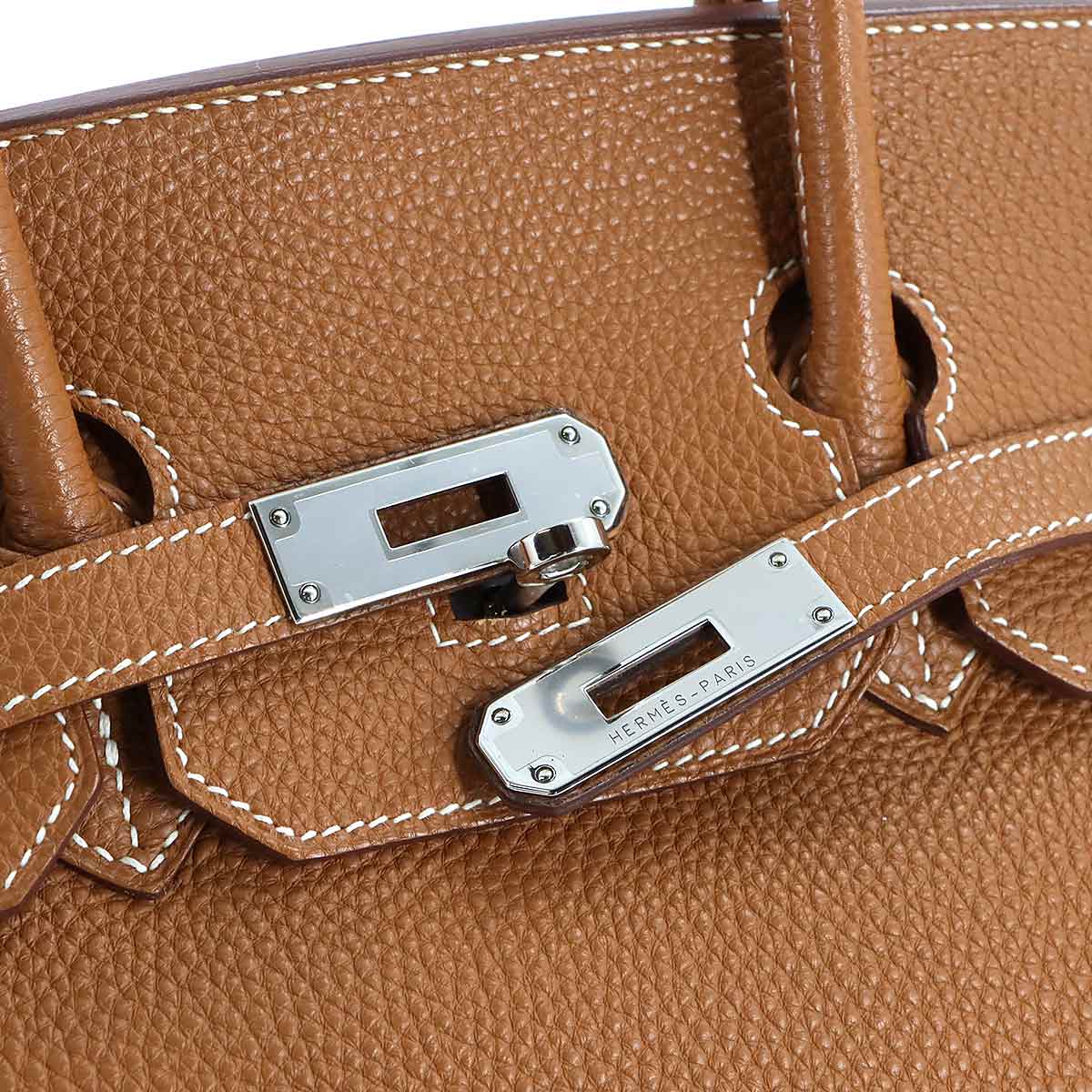 Birkin 35 Togo Gold Hand Bag Purse Brown Leather