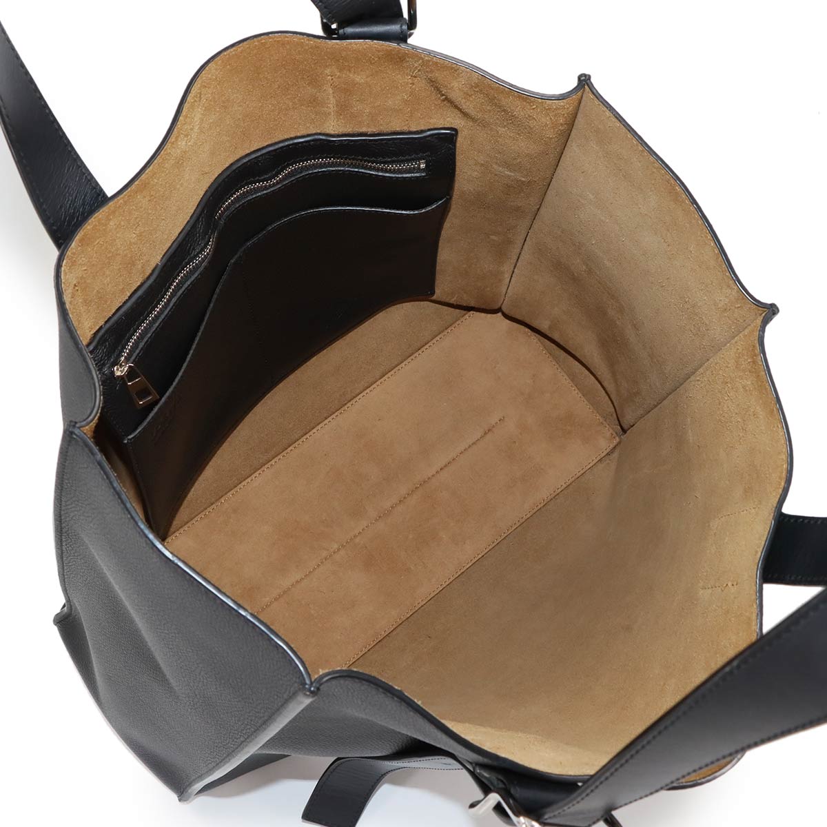 Buckle Tote Bag Leather Black Purse