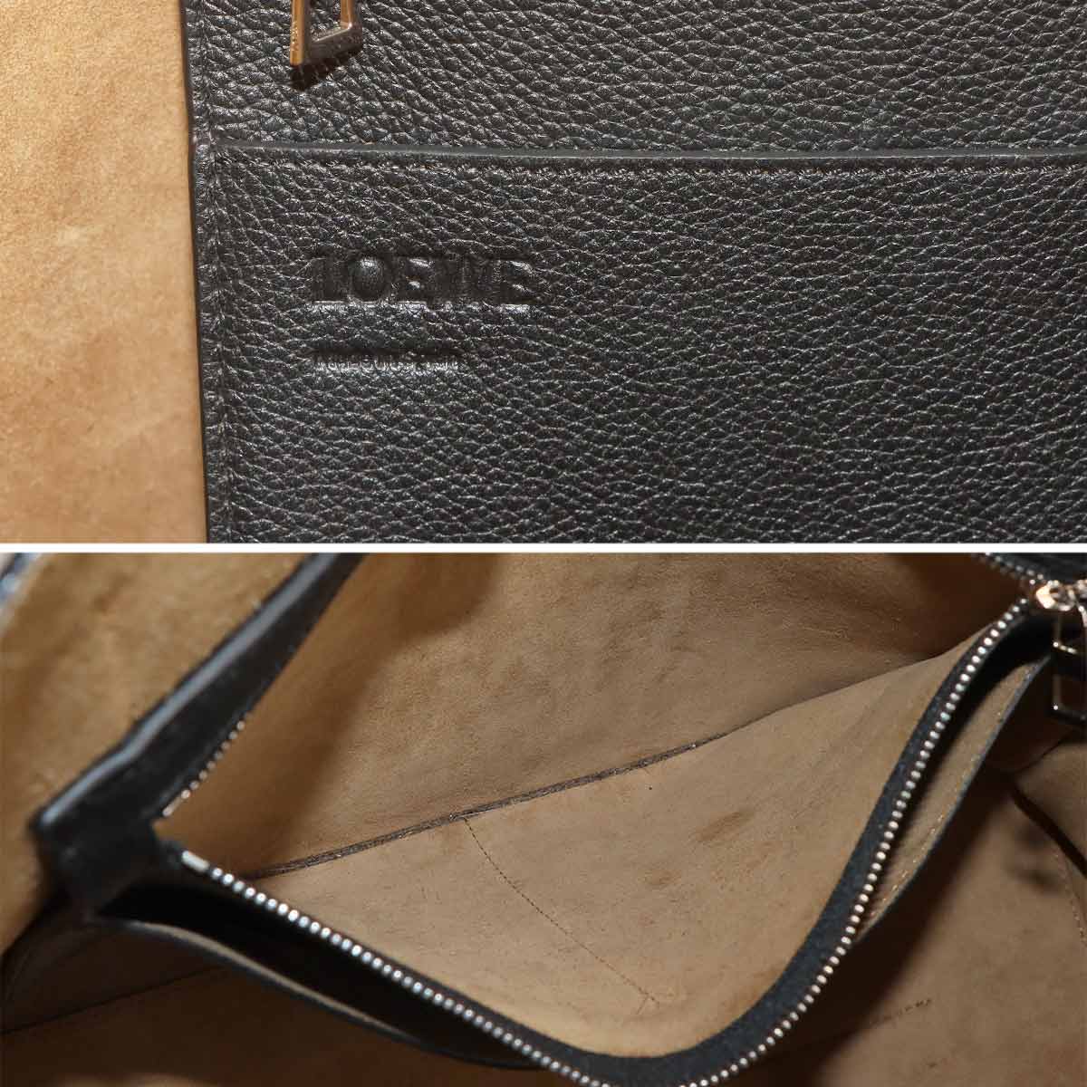 Buckle Tote Bag Leather Black Purse