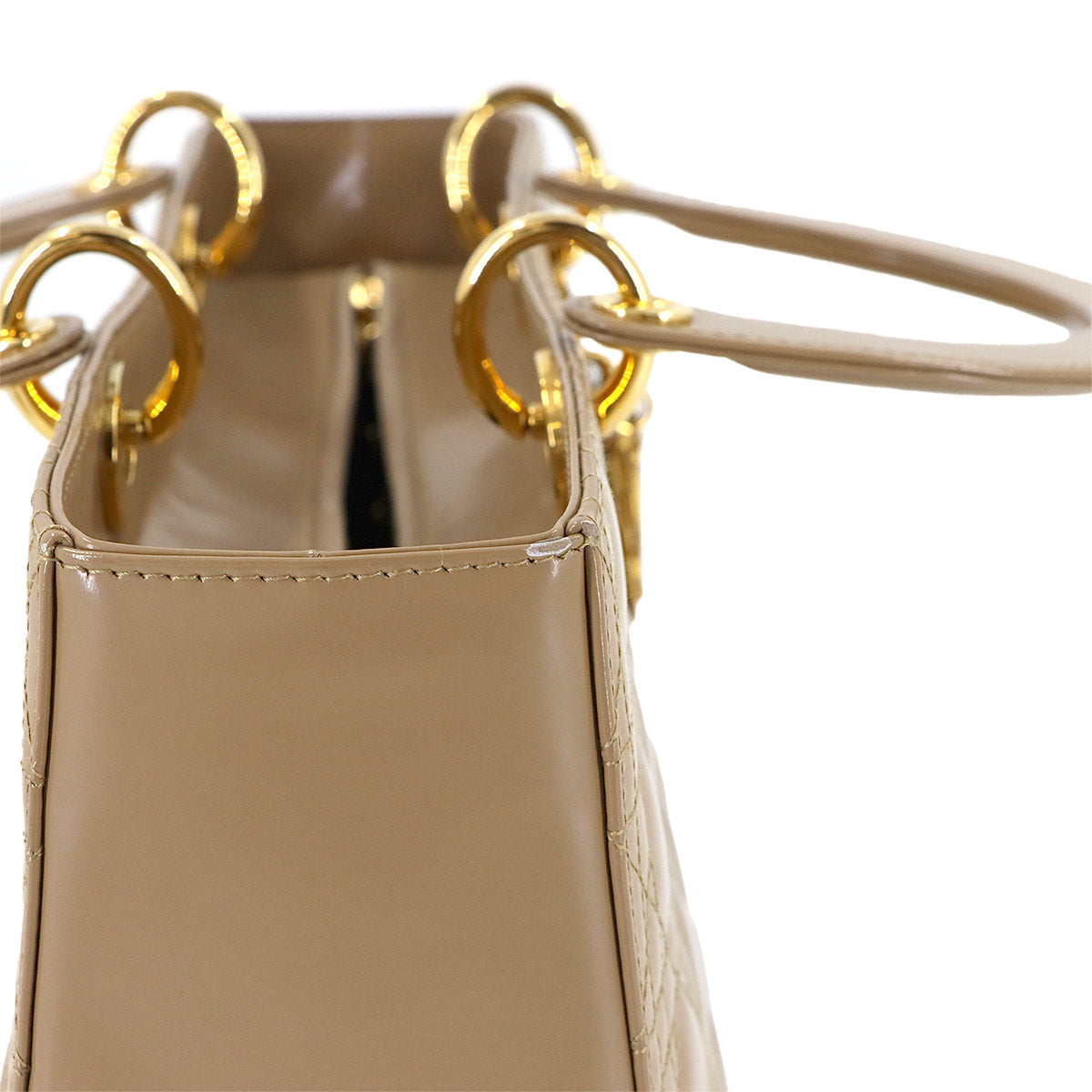 Lady Dior Large 2way Hand Shoulder Bag Leather Beige