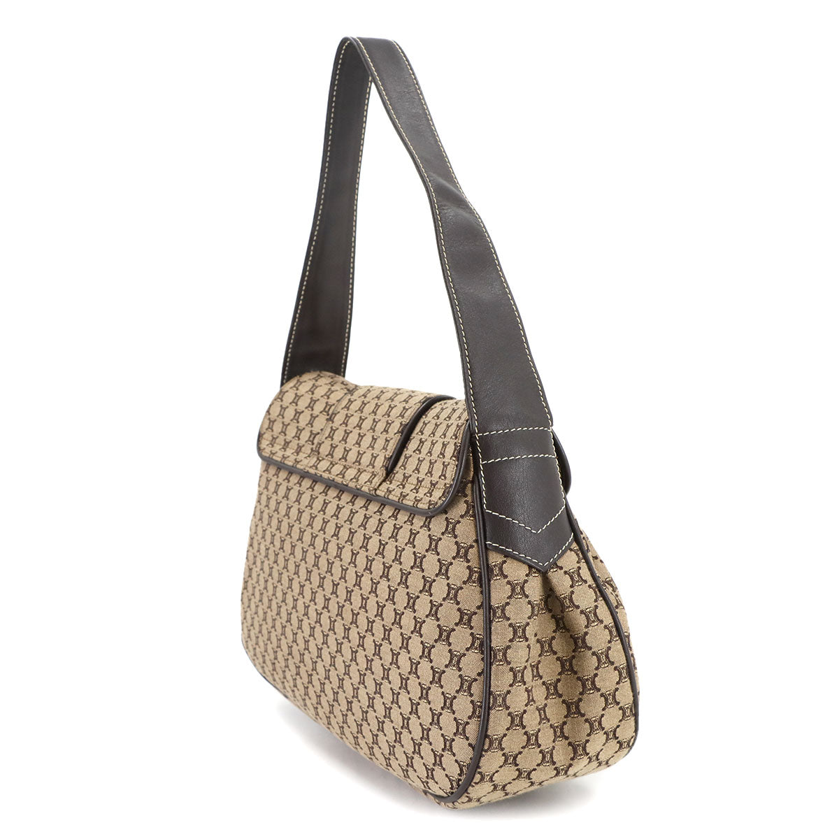 Macadam Hand Bag Canvas Leather Brown Purse Vintage