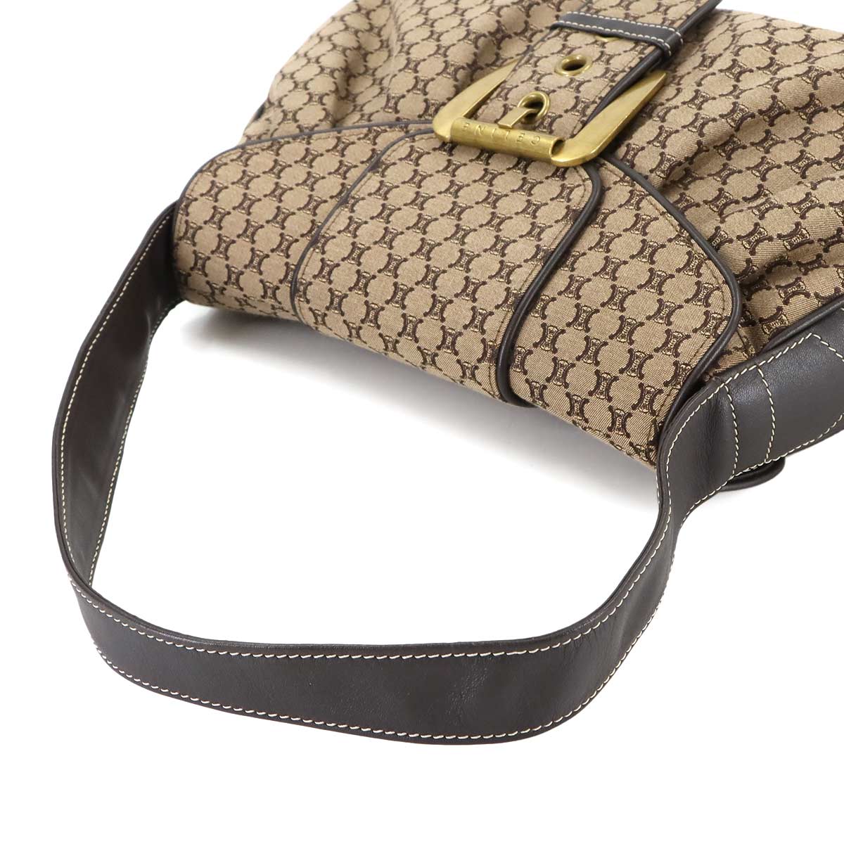 Macadam Hand Bag Canvas Leather Brown Purse Vintage