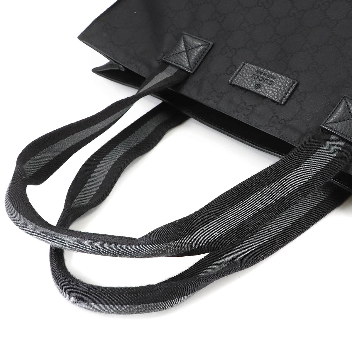 GG Nylon Tote Bag Leather Black 449178 Purse