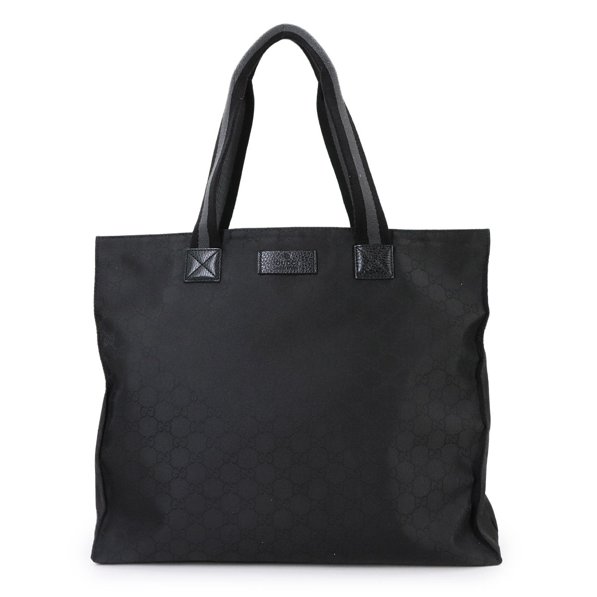 GG Nylon Tote Bag Leather Black 449178 Purse