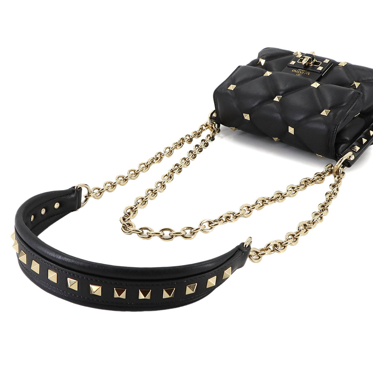 Candy Studs Shoulder Bag Leather Black Purse