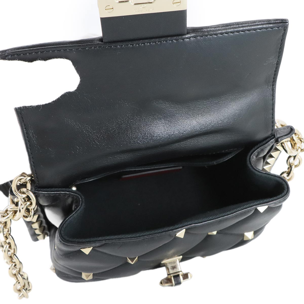 Candy Studs Shoulder Bag Leather Black Purse