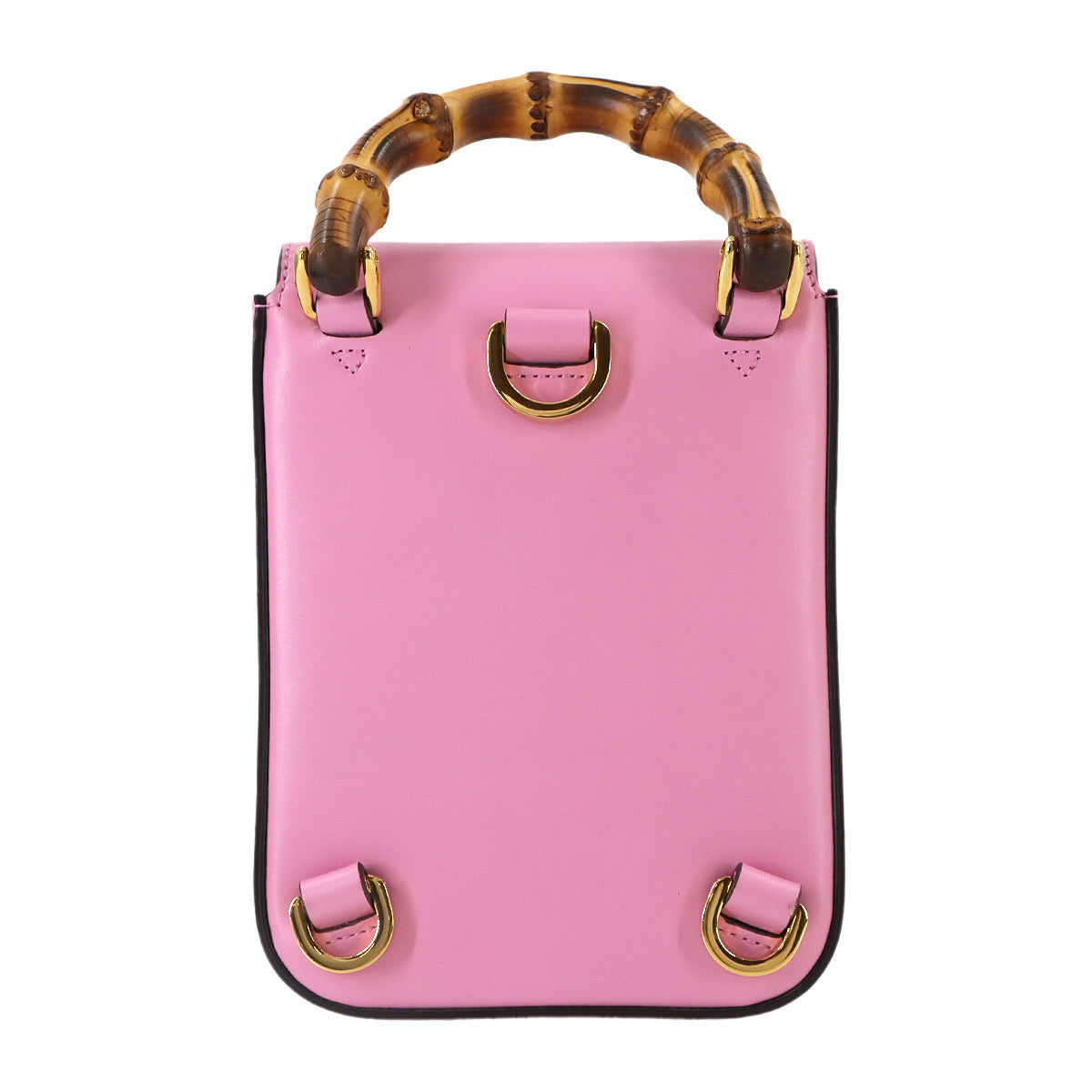 Bamboo Mini Backpack Hand Shoulder Bag Leather Pink 702106 Purse