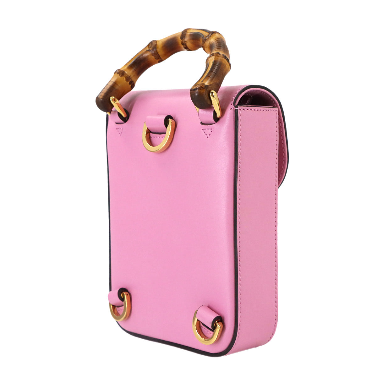 Bamboo Mini Backpack Hand Shoulder Bag Leather Pink 702106 Purse