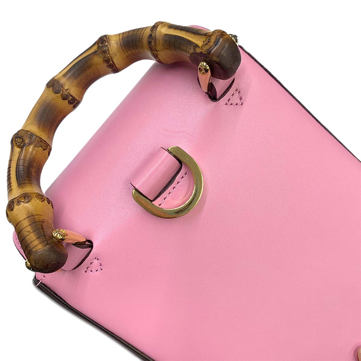 Bamboo Mini Backpack Hand Shoulder Bag Leather Pink 702106 Purse