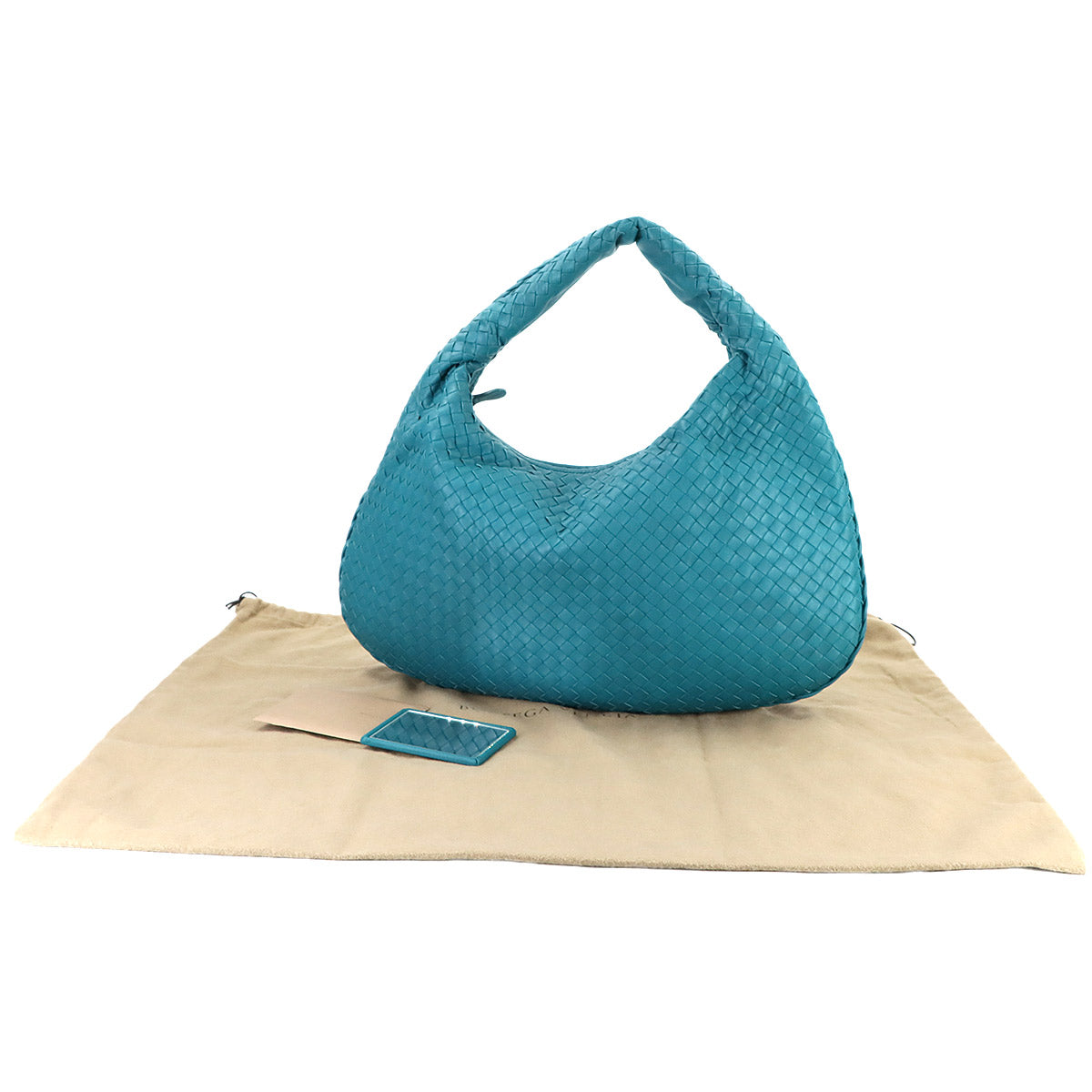 Intrecciato Hobo Shoulder Bag Leather Blue Purse