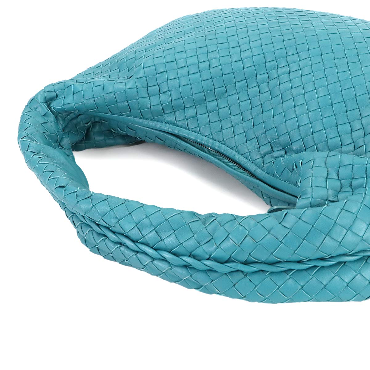 Intrecciato Hobo Shoulder Bag Leather Blue Purse