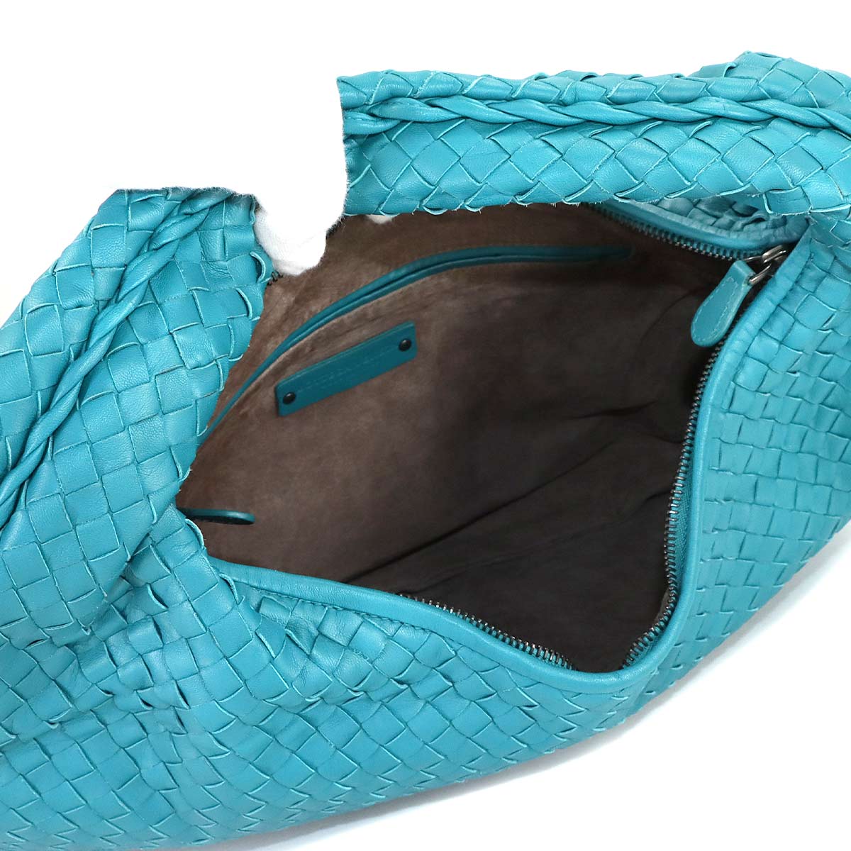 Intrecciato Hobo Shoulder Bag Leather Blue Purse