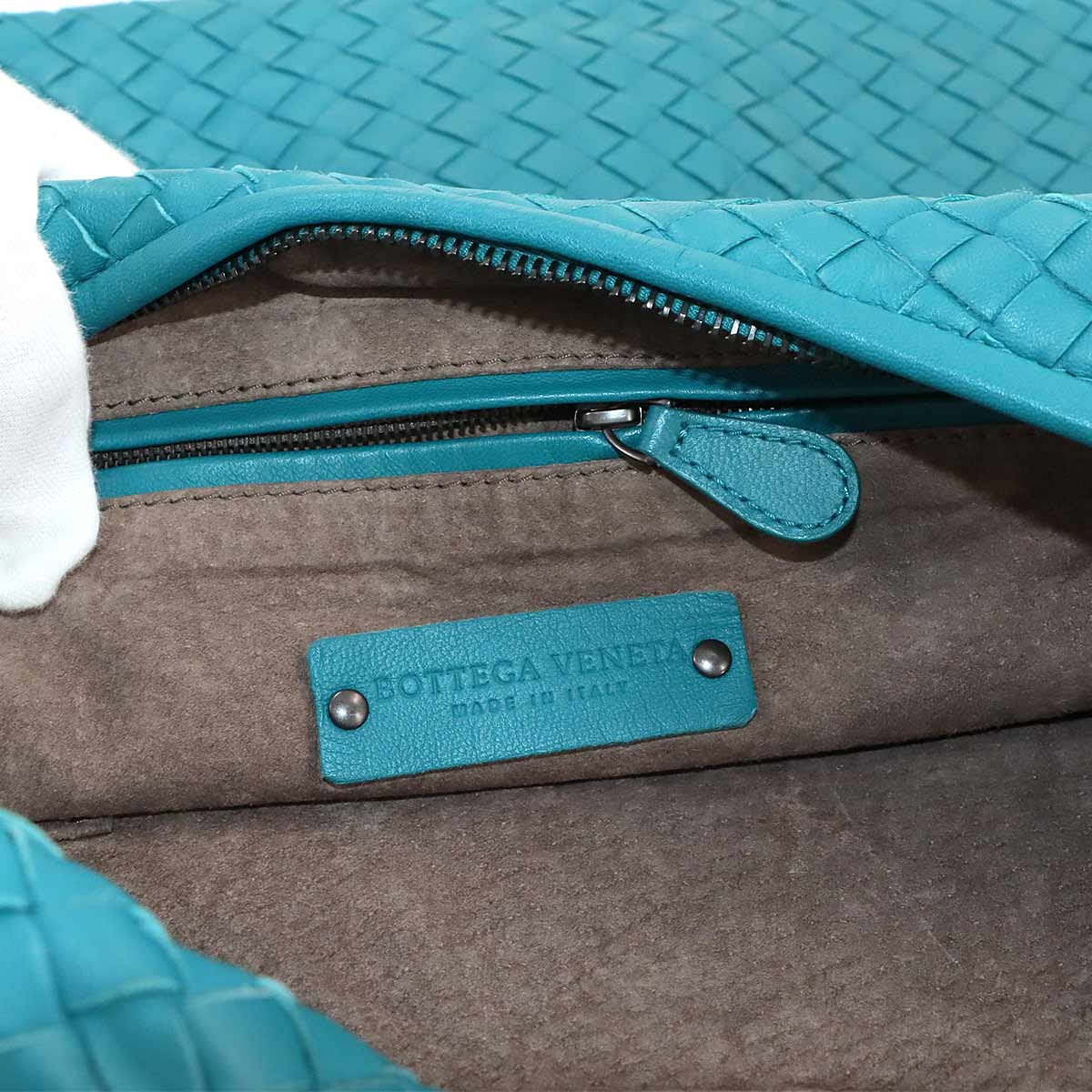 Intrecciato Hobo Shoulder Bag Leather Blue Purse