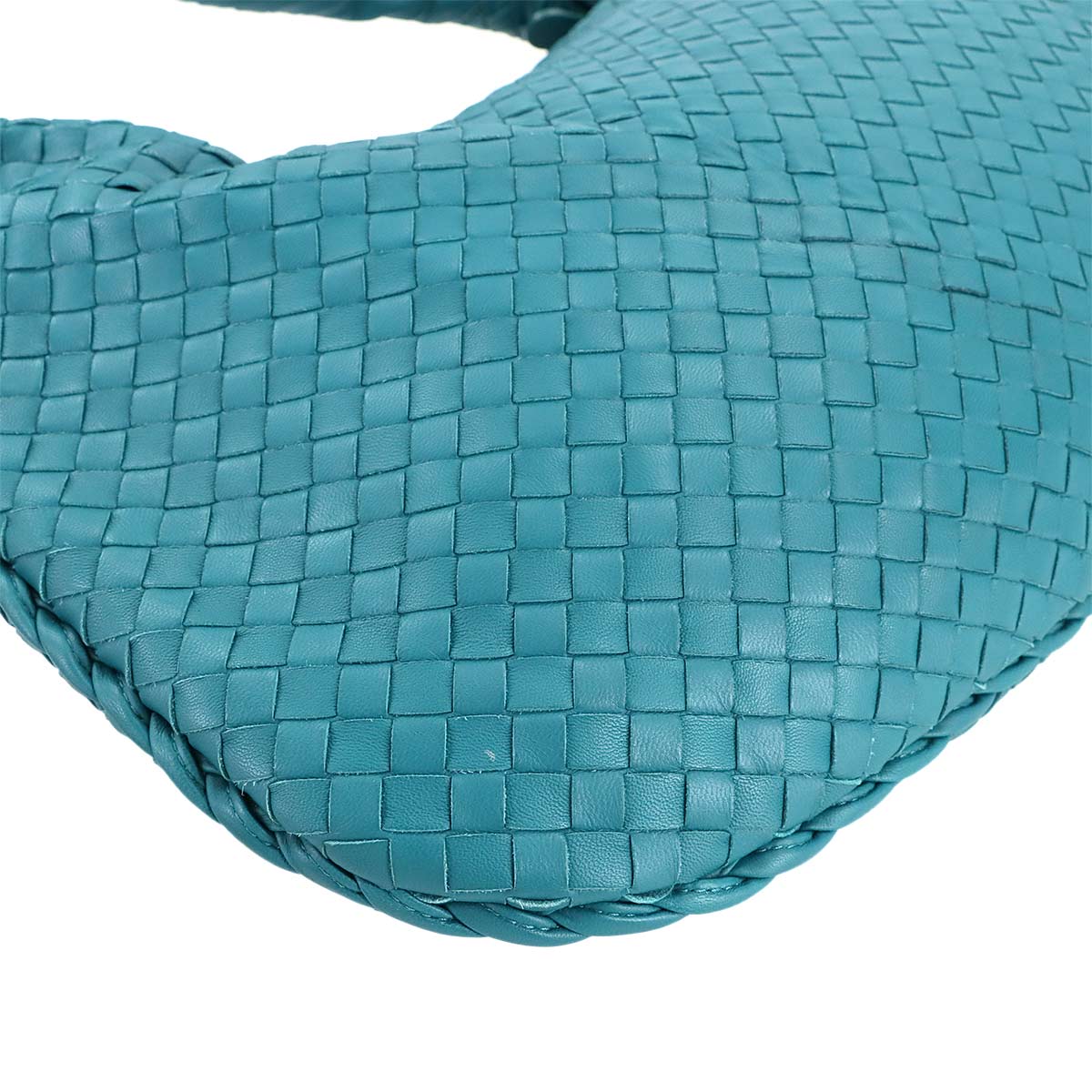 Intrecciato Hobo Shoulder Bag Leather Blue Purse