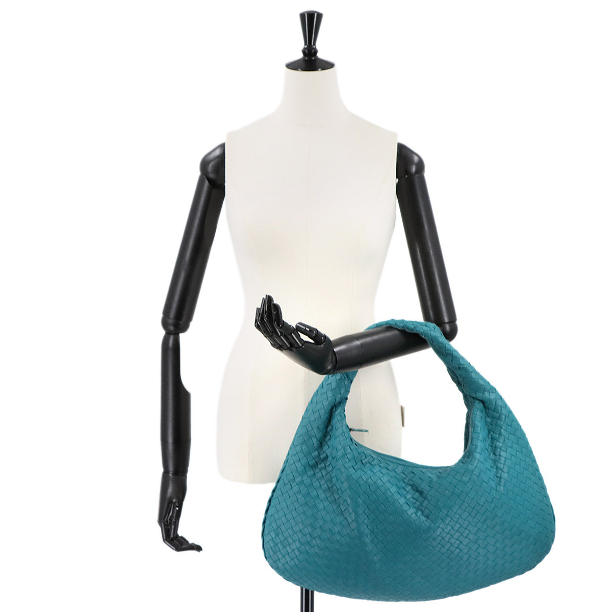 Intrecciato Hobo Shoulder Bag Leather Blue Purse