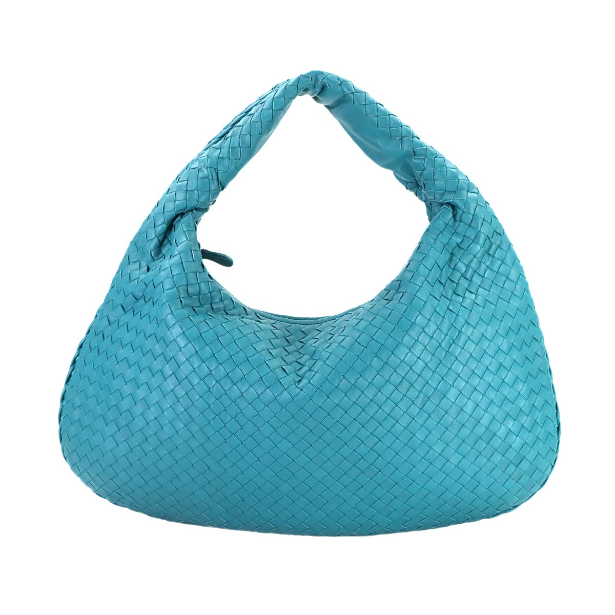Intrecciato Hobo Shoulder Bag Leather Blue Purse