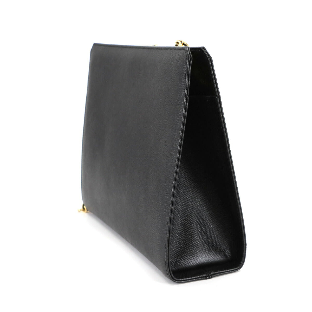 Gancini Chain Shoulder Bag Leather Black 21 8753