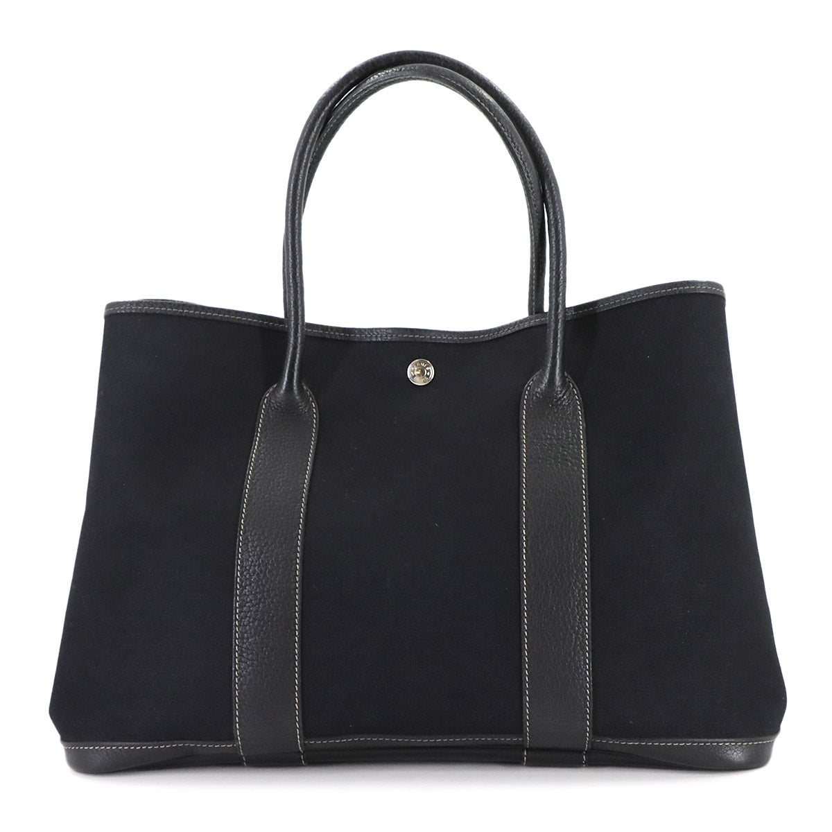 Garden Party PM Tote Bag Toile Officier Leather Black