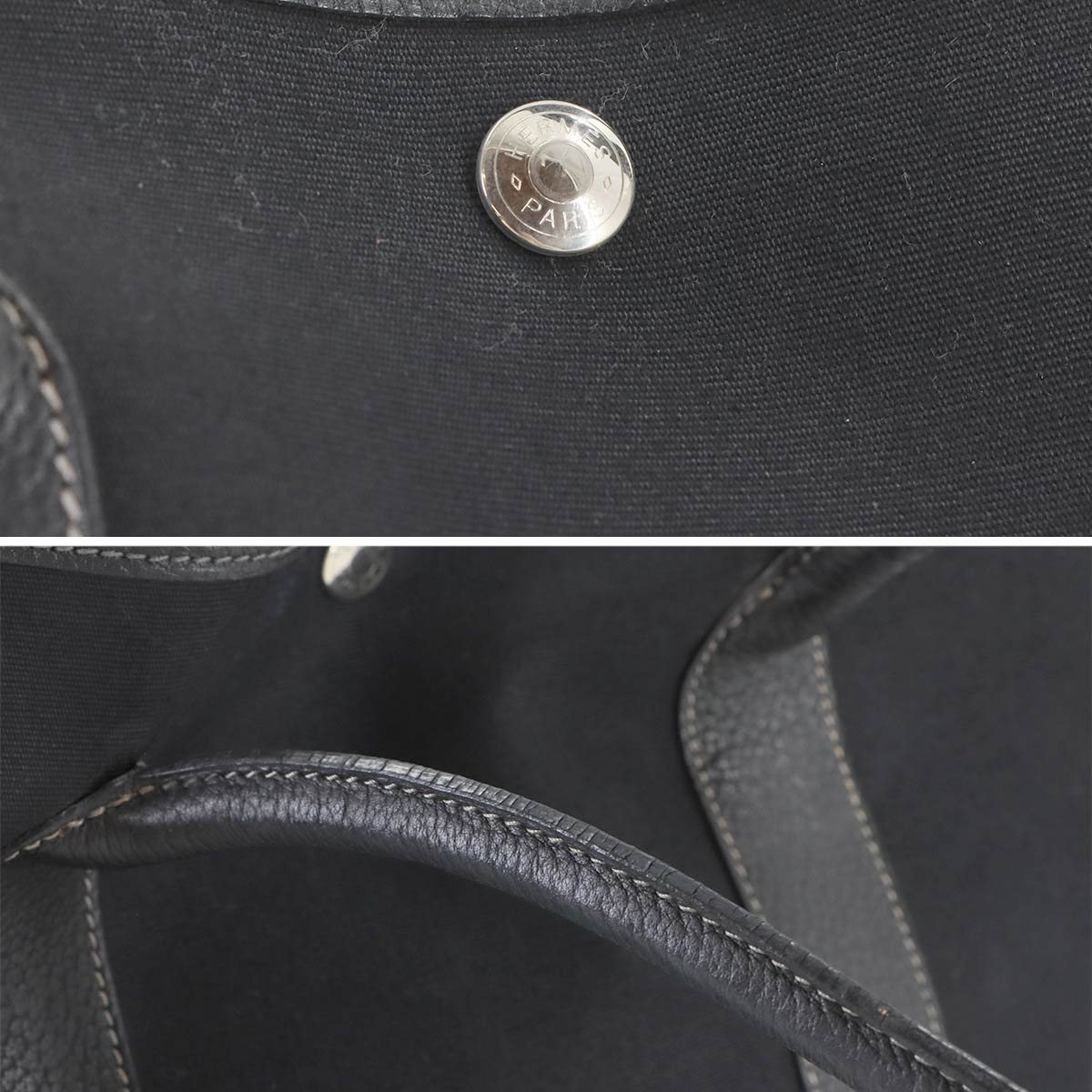 Garden Party PM Tote Bag Toile Officier Leather Black