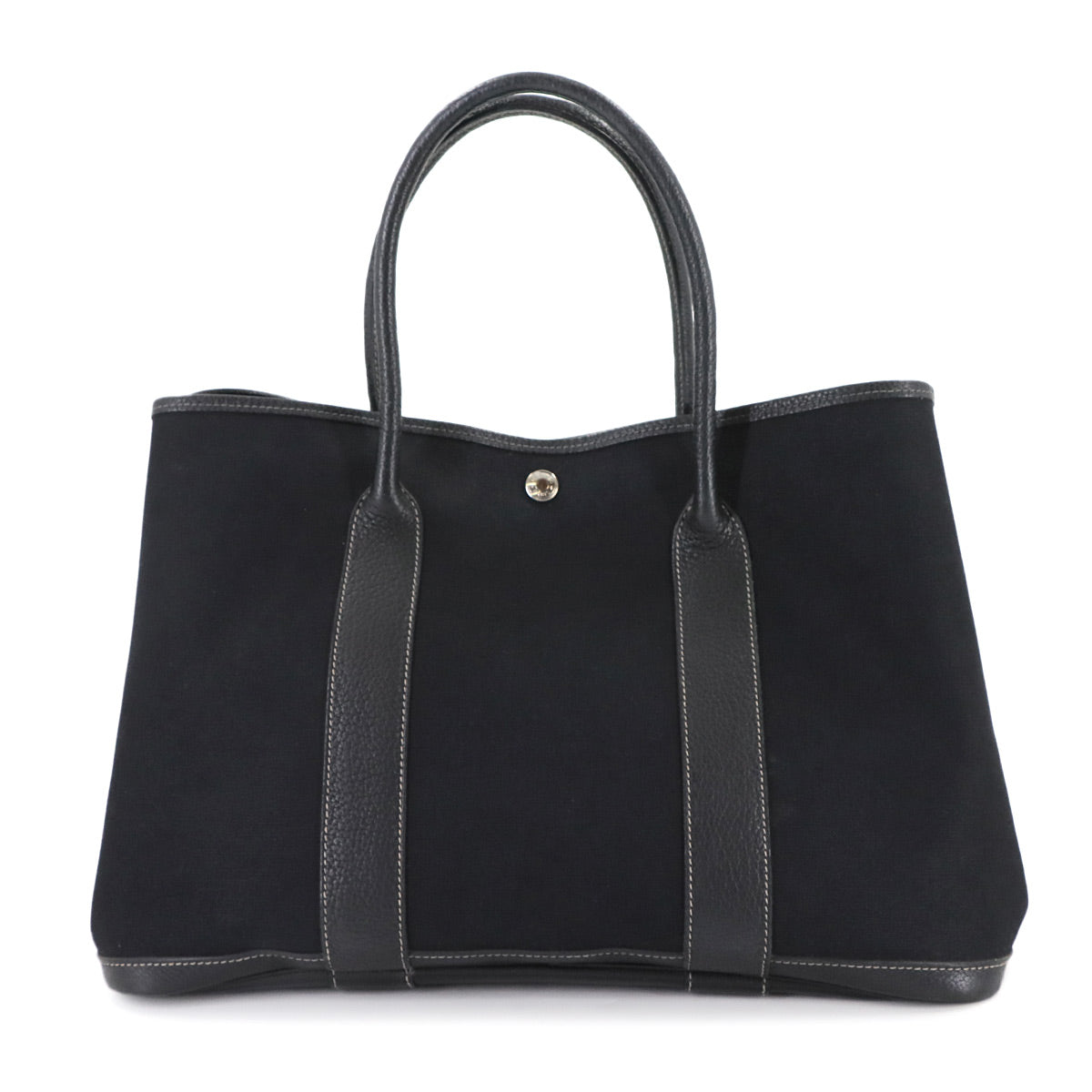 Garden Party PM Tote Bag Toile Officier Leather Black