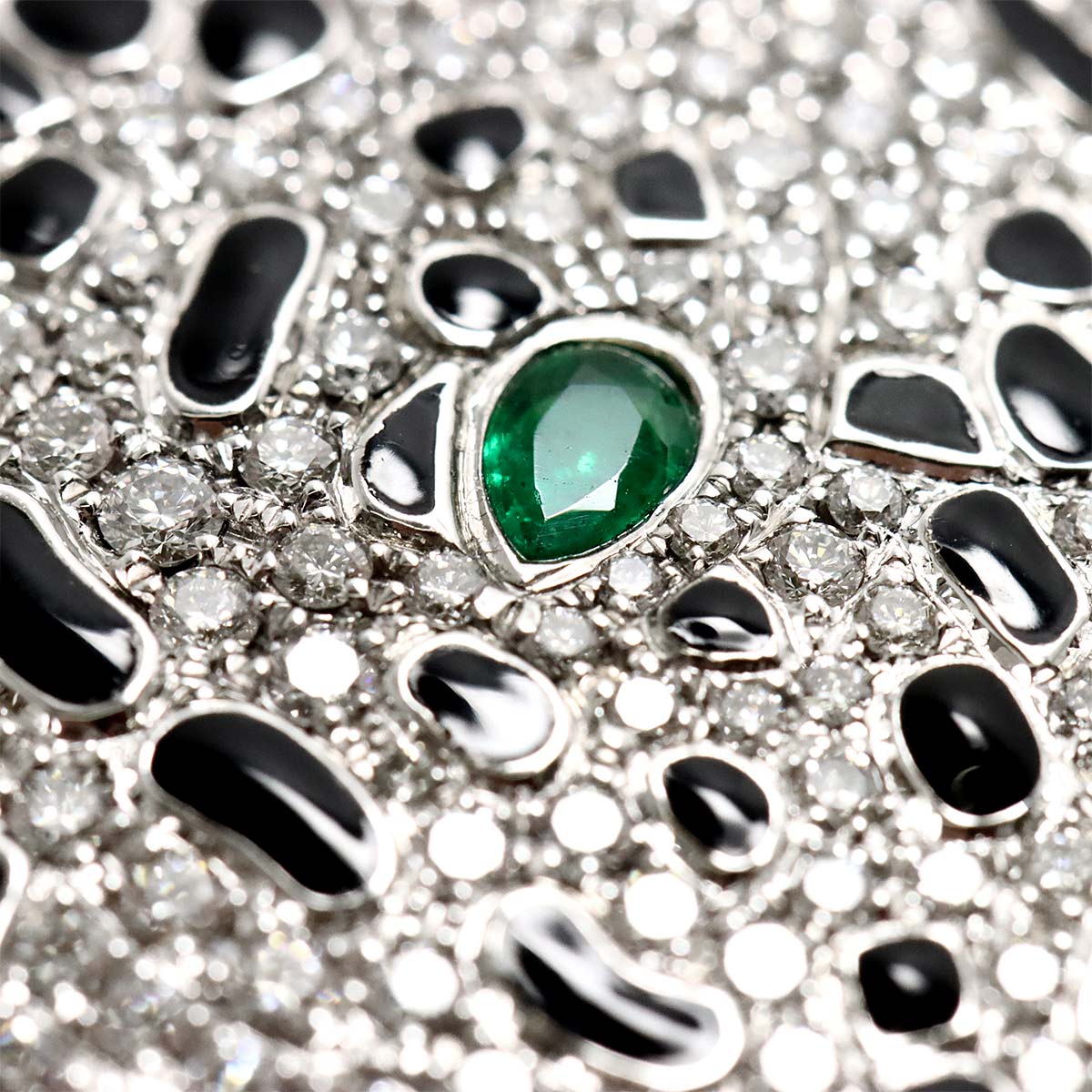 Diamond 2.47ct Emerald 0.113ct Necklace 18K WG White Gold 750 90312469