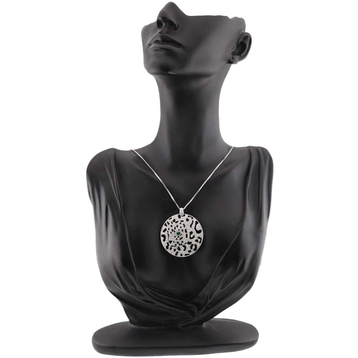 Diamond 2.47ct Emerald 0.113ct Necklace 18K WG White Gold 750 90312469