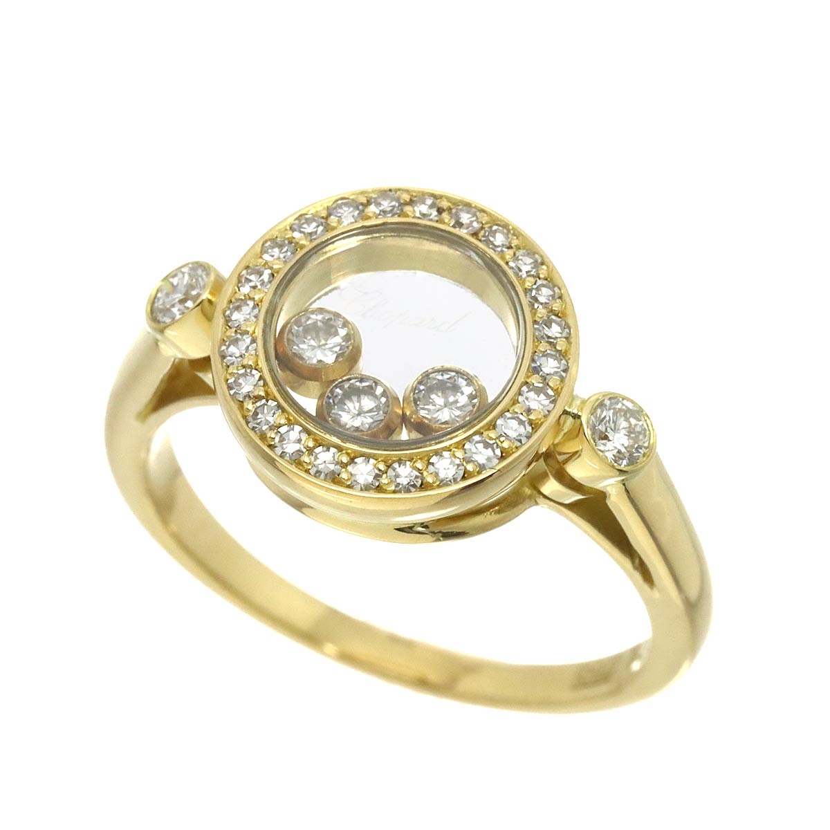 Happy Diamond Ring 18K YG 750 Size6-6.25(US)