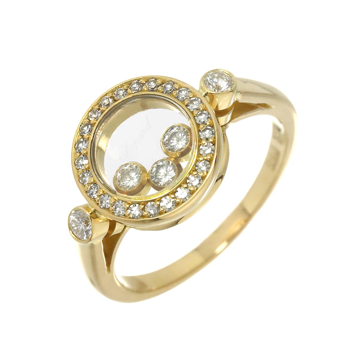 Happy Diamond Ring 18K YG 750 Size6-6.25(US)