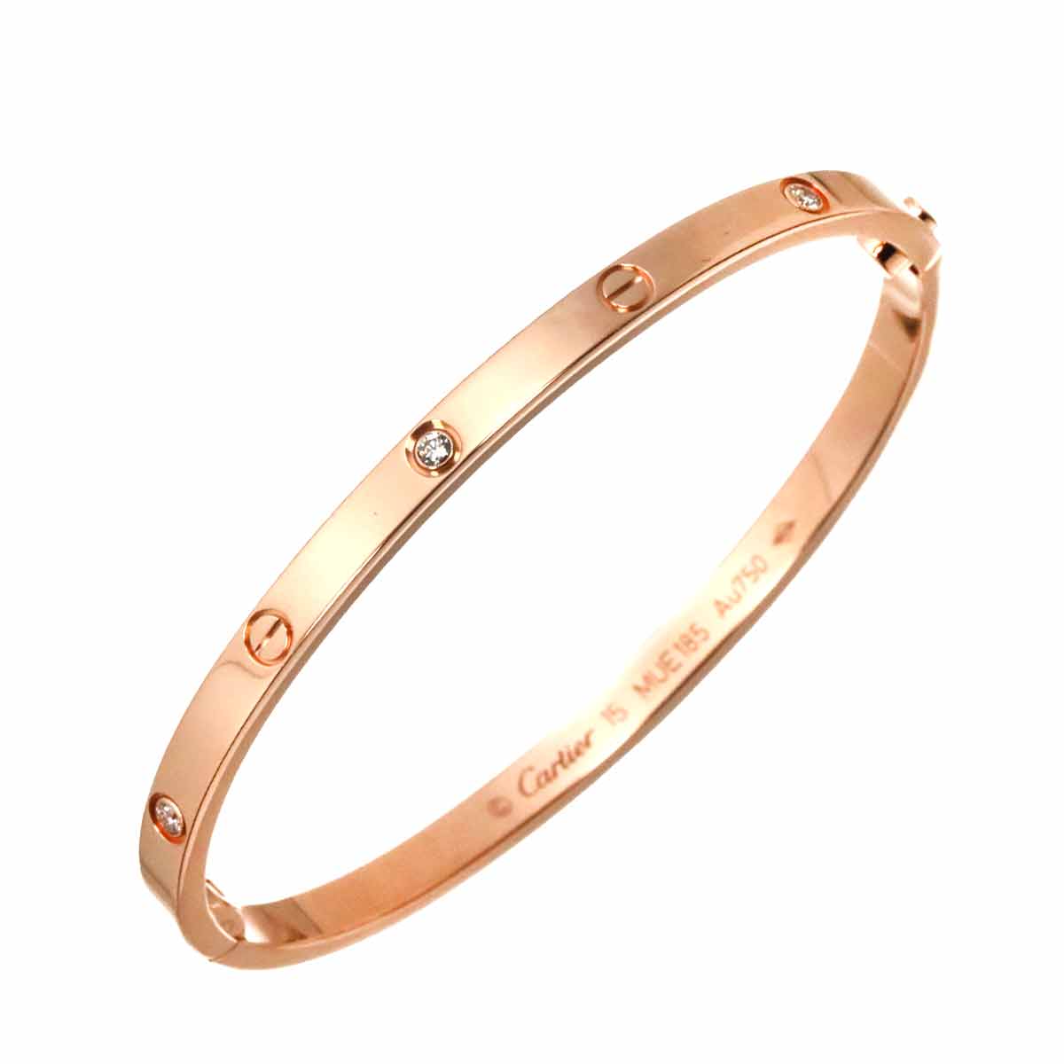 Love Bracelet SM Diamond 6P Bangle 18K Pink Gold 750 Size15