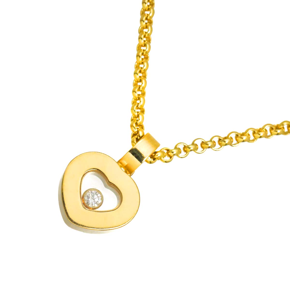Happy Diamond Heart Necklace 18K Yellow Gold 750