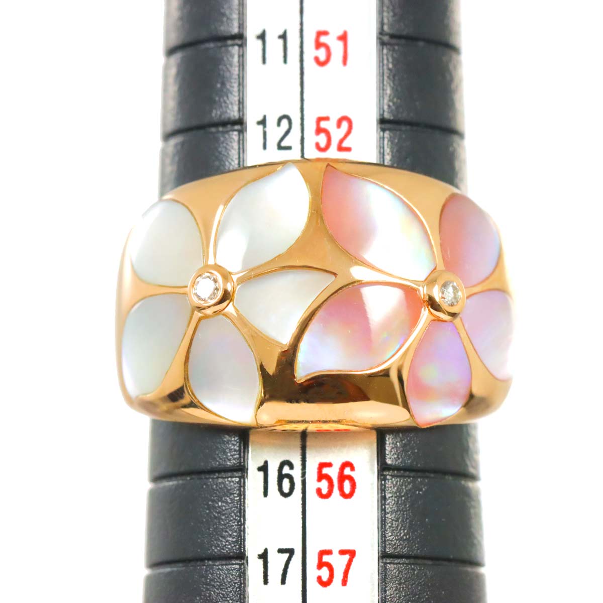 Shell Diamond 0.03ct Ring 18K PG Pink Gold 750 Size6.75(US)