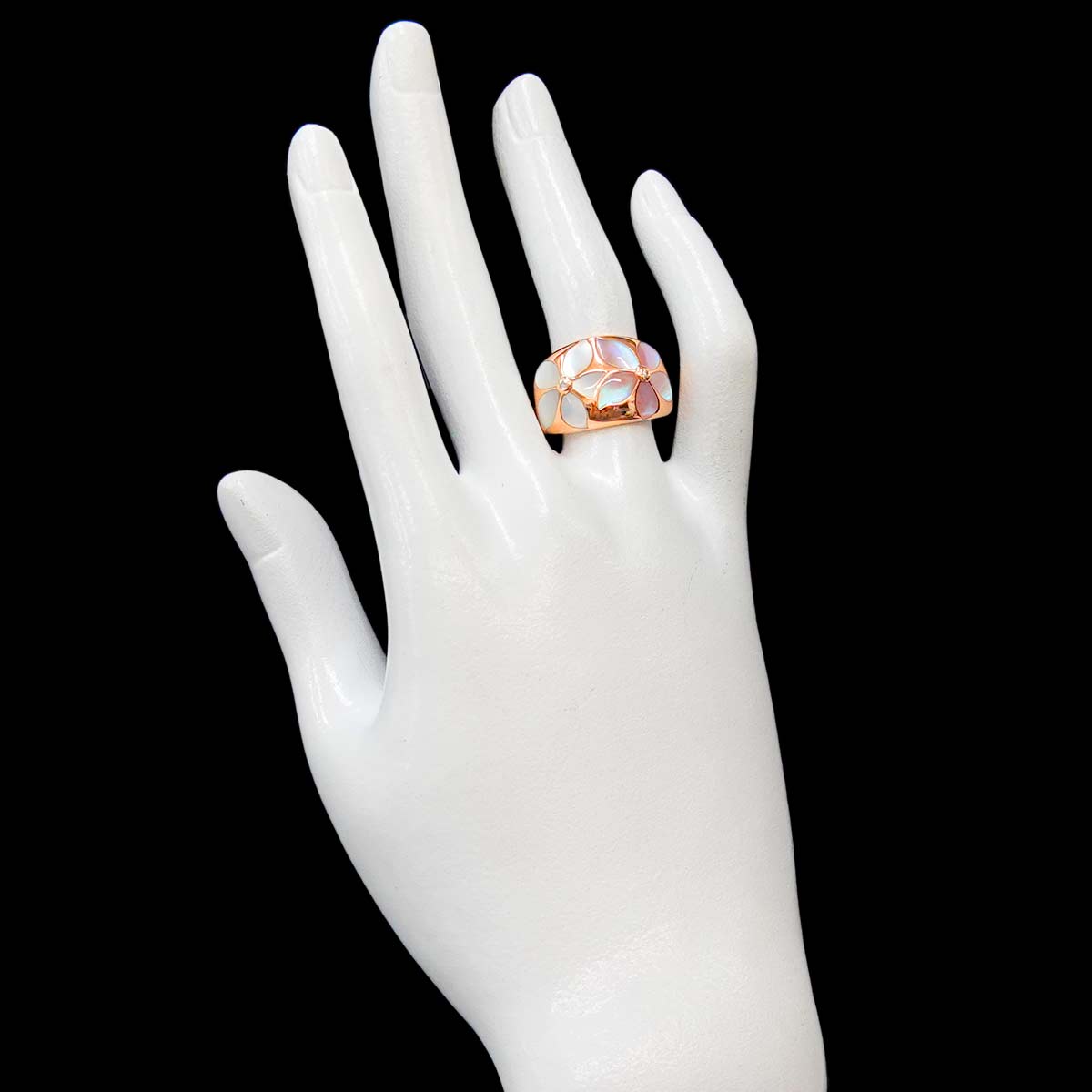 Shell Diamond 0.03ct Ring 18K PG Pink Gold 750 Size6.75(US)